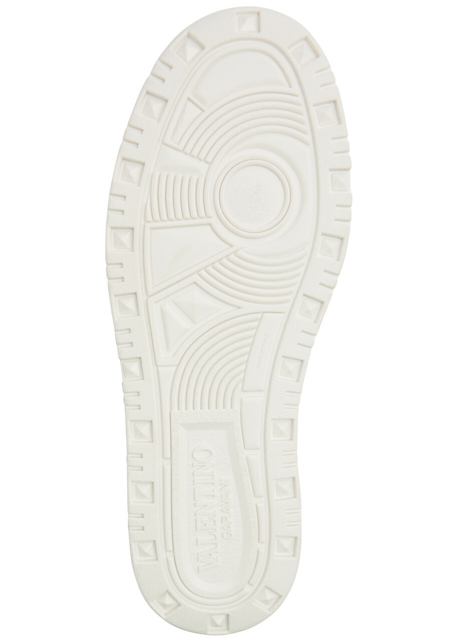 Valentino Freedots Panelled Leather Sneakers White And Blue