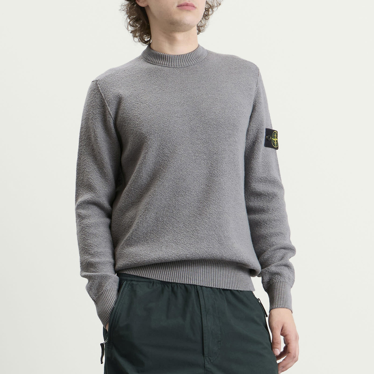 Stone Island Men's Textured Stitch Jumper in Ash Grey