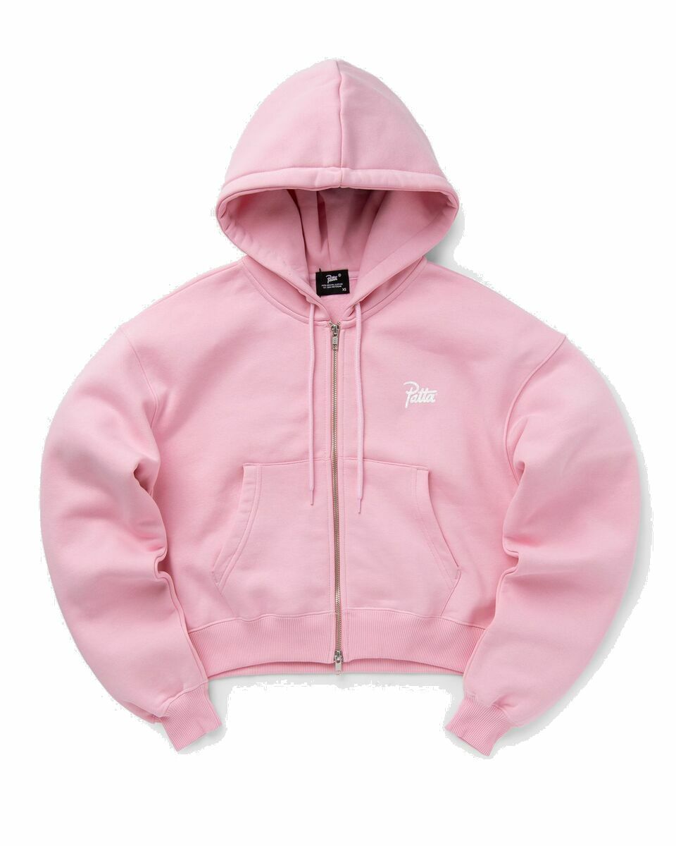 Photo: Patta Basic Cropped Zip Hooded Sweater Pink - Womens - Hoodies|Zippers