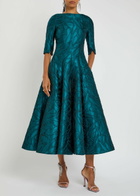 Talbot Runhof Patterned-jacquard Woven Midi Dress Blue