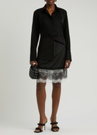 Helmut Lang Lace-trimmed Silk-blend Mini Skirt Black