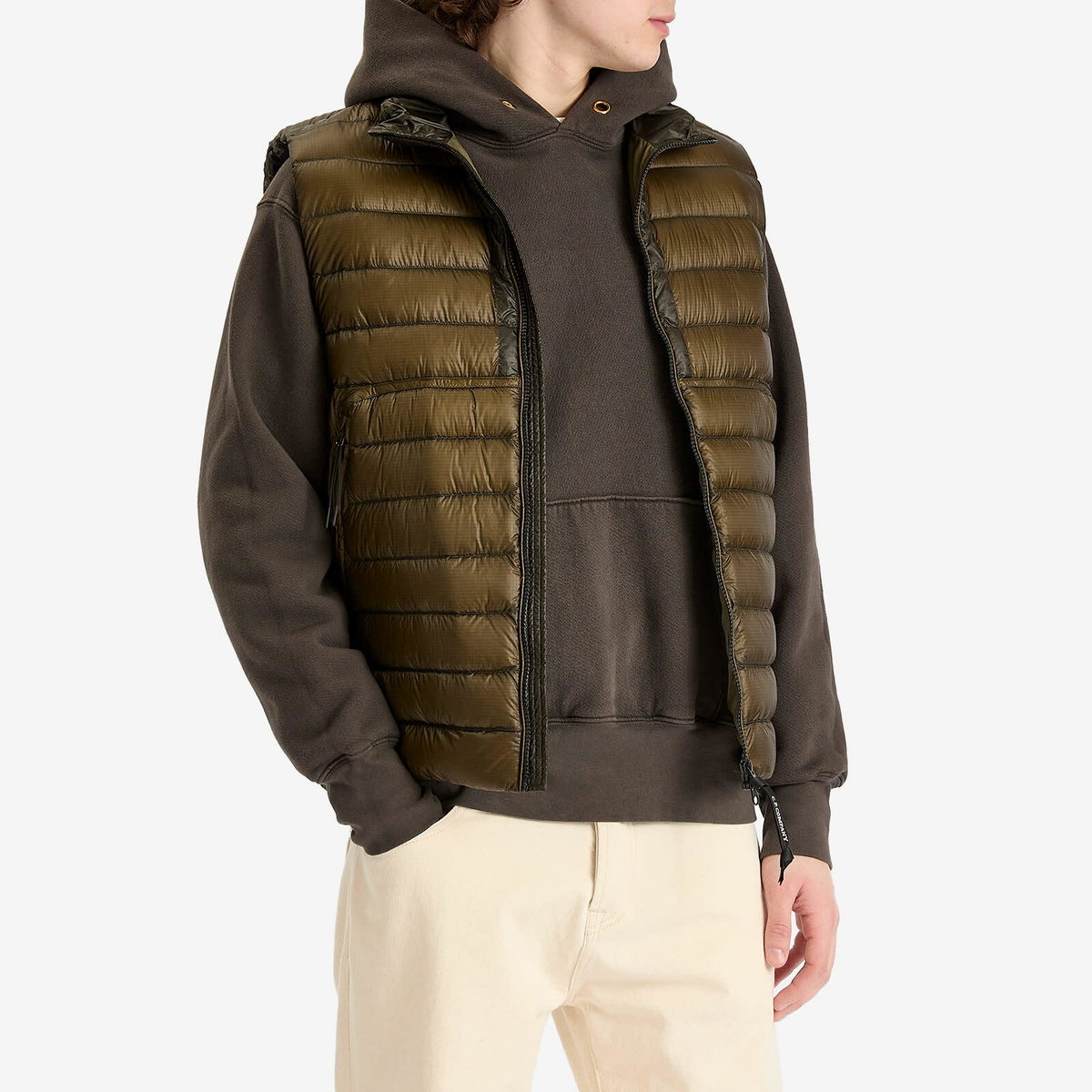 C.P. Company Men's D.D. Shell Lens Down Vest in Ivy Green