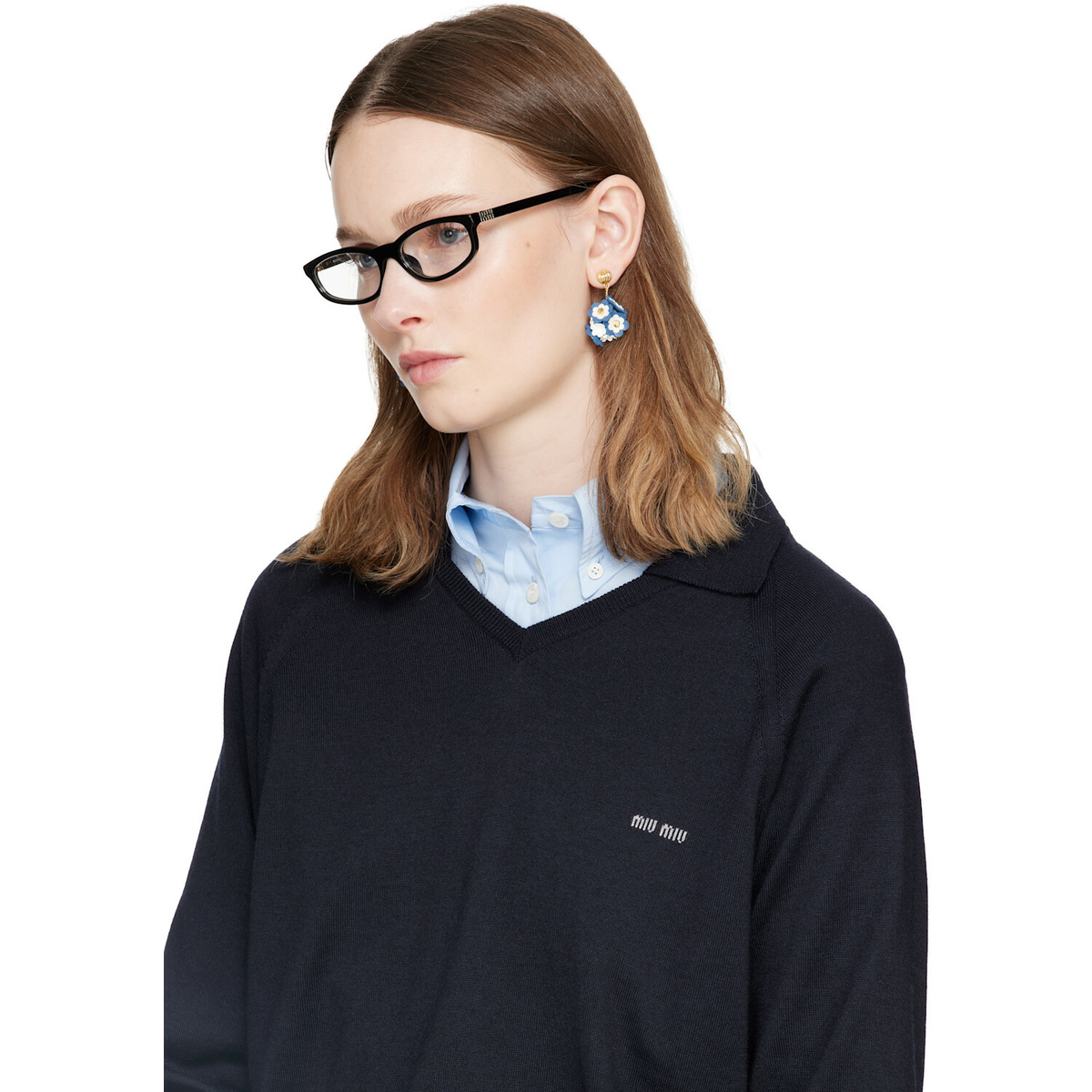 Miu Miu Eyewear Black Slim Cateye Glasses