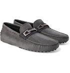 Tod's - Gommino Nubuck Driving Shoes - Men - Anthracite