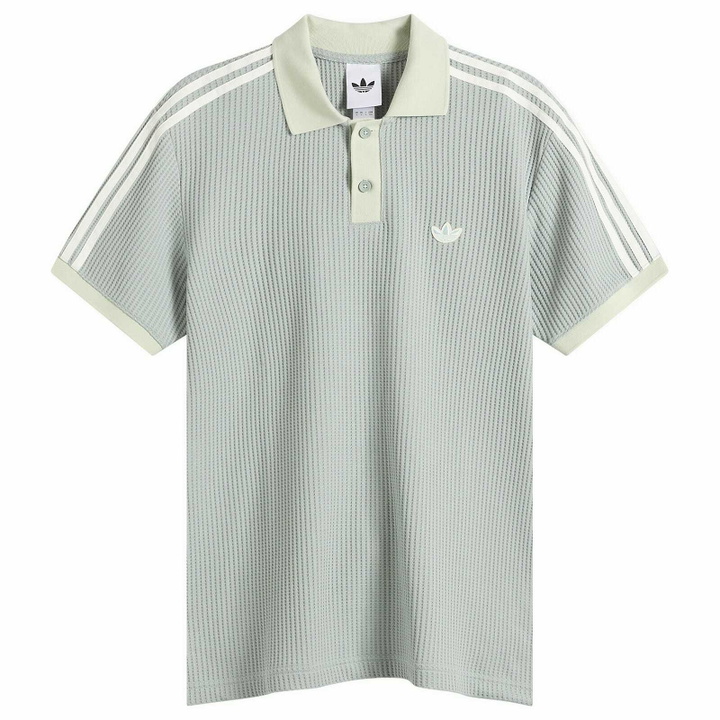 Photo: Adidas Men's Waffle Knit Polo in Wonder Sage