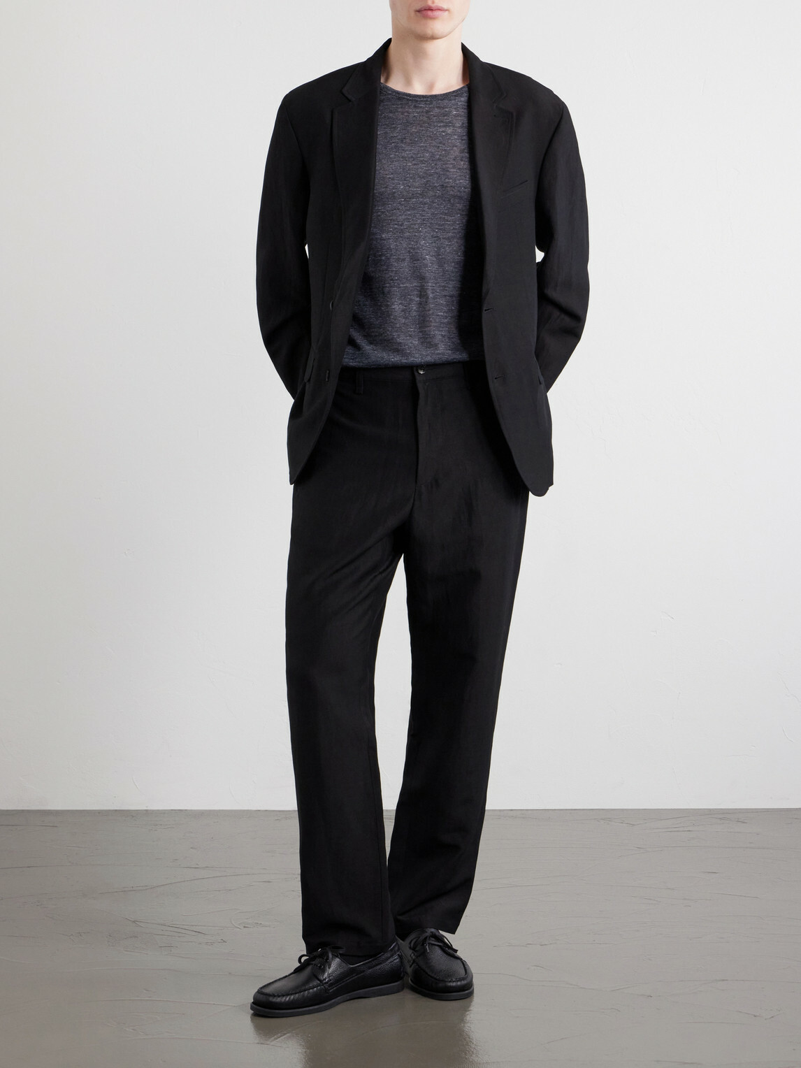 Rag & Bone - Evan Straight-Leg Wool and Linen-Blend Trousers - Black