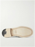VINNY's - Suede-Trimmed Croc-Effect Leather Backless Loafers - Green