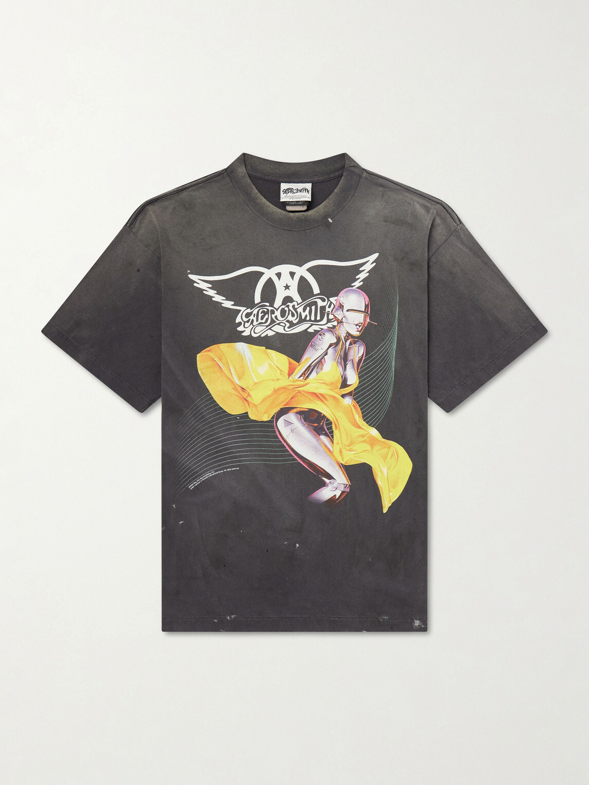 SAINT MXXXXXX - Aerosmith Paint-Splattered Printed Cotton-Jersey T-Shirt - Black