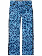 Marine Serre - Straight-Leg Cotton-Terry Jacquard Trousers - Blue