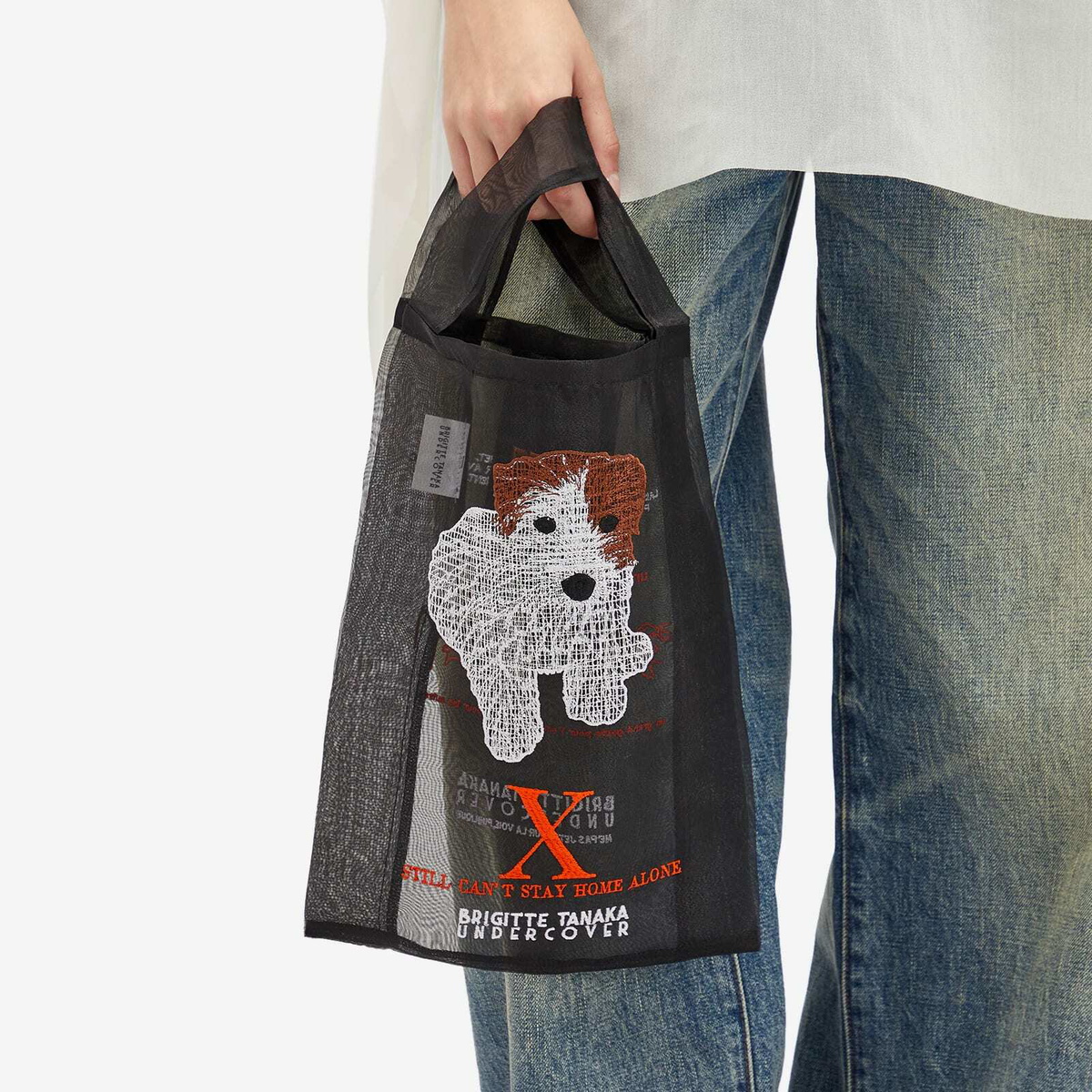 Undercover Women's Sheer Tote With Dog Embroidery in Black
