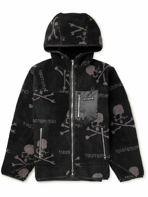 Photo: Mastermind World - Twill-Trimmed Fleece-Jacquard Hooded Jacket - Black