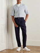 Officine Générale - Eren Camp-Collar Striped Cotton-Blend Seersucker Shirt - Blue