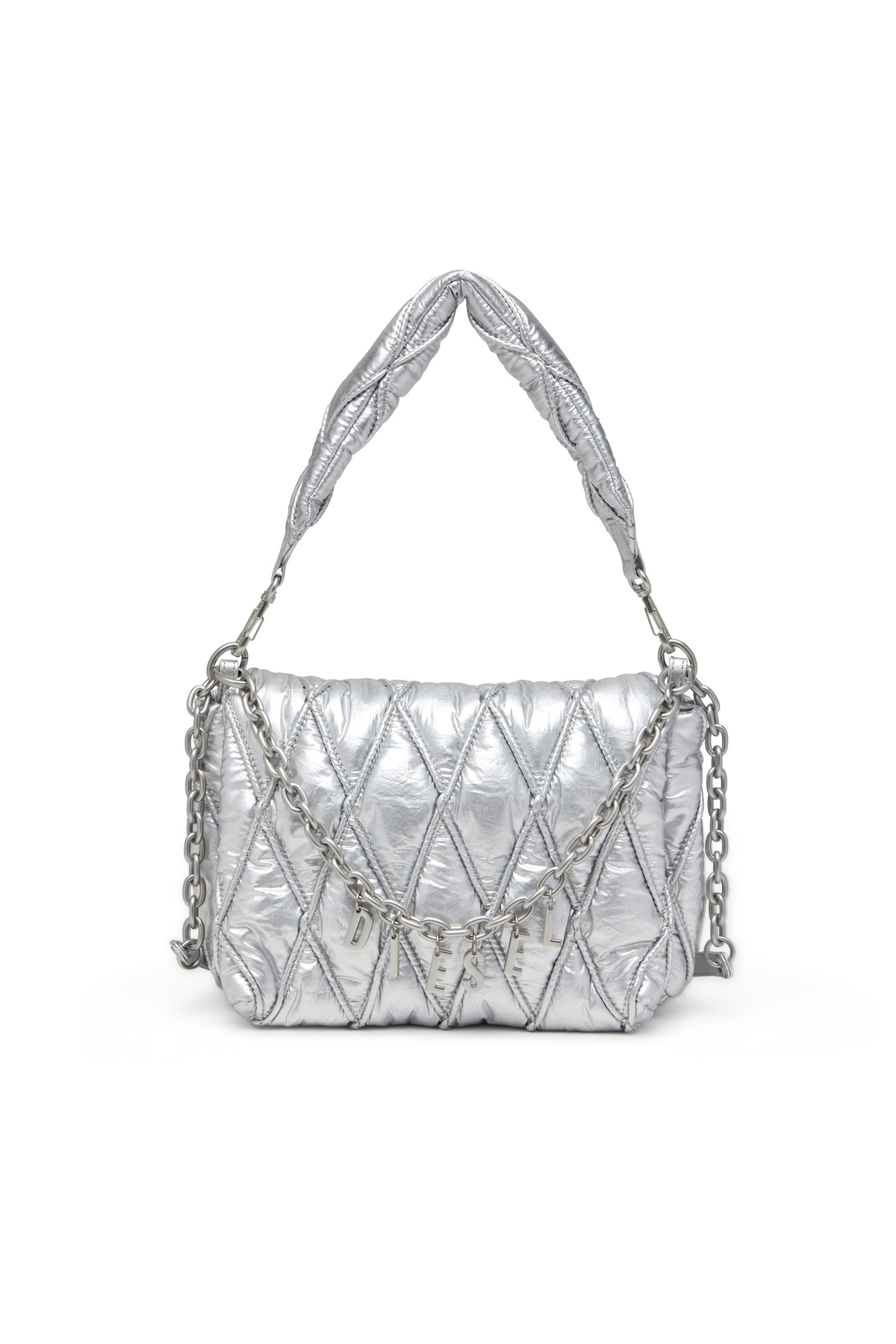 DIESEL Charm-D ( Mサイズ ) Diesel Charm-D M-Shoulder bag in quilted metallic nylon - Shoulder