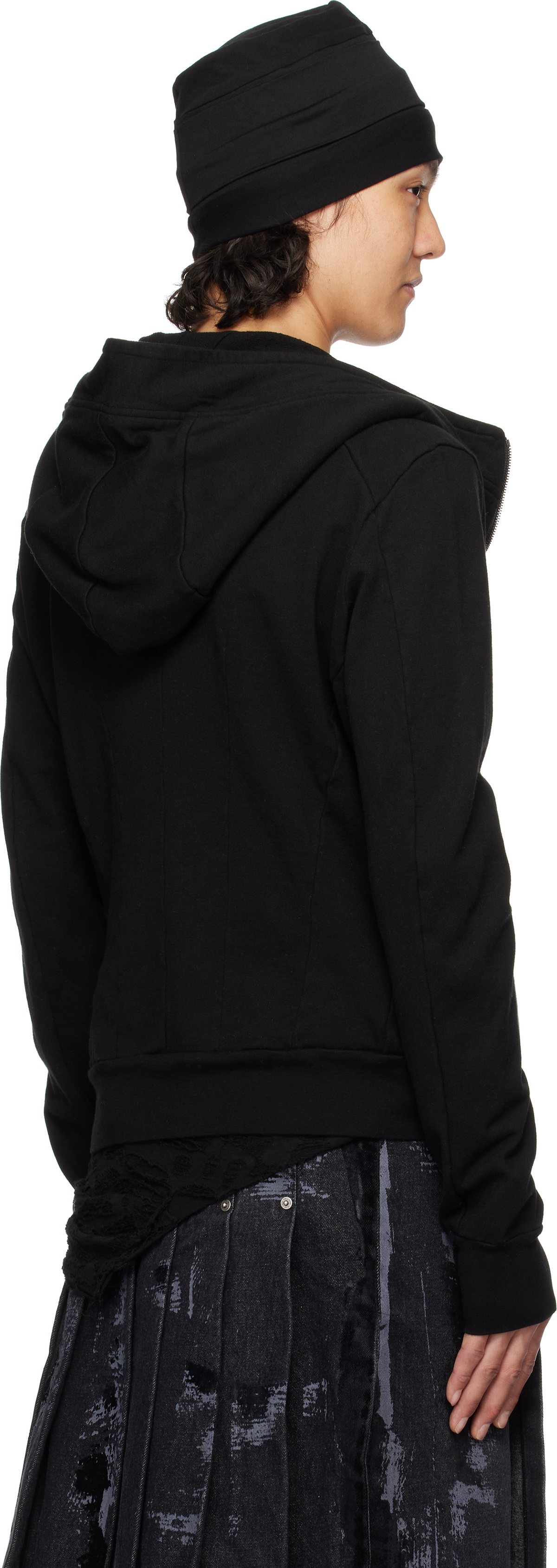 Julius Black Seamed Hoodie