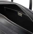 BURBERRY - Leather-Trimmed Striped Virgin Wool-Twill Holdall - Gray