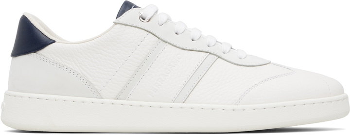 Photo: Ferragamo Off-White Low Top Signature Sneakers