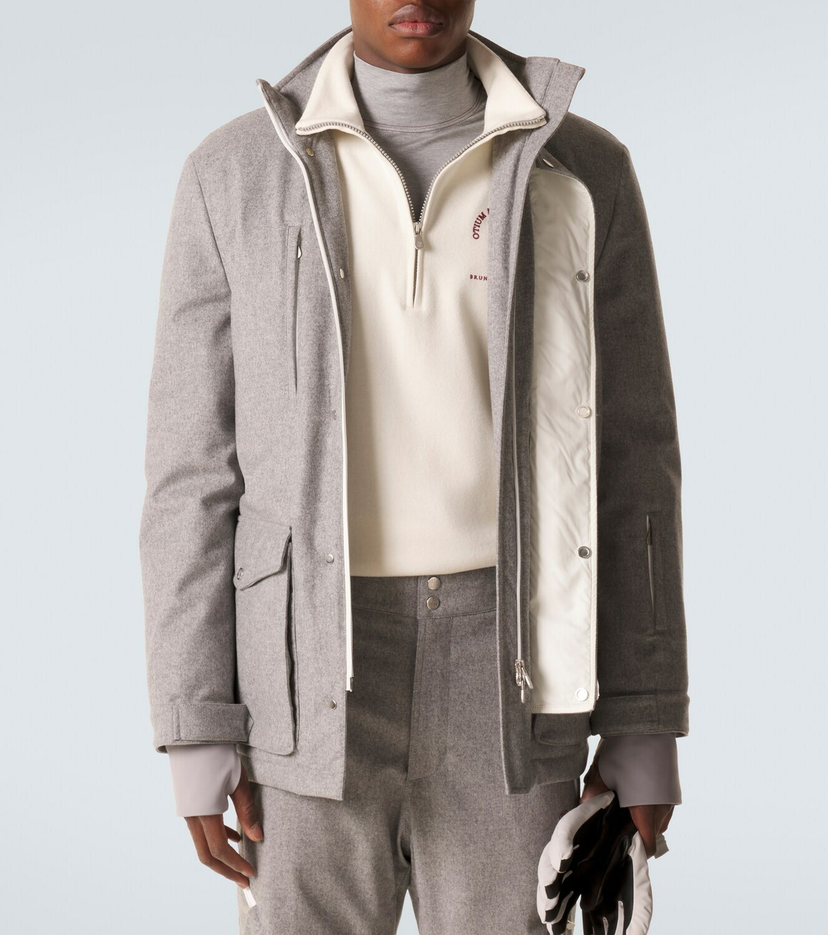 Brunello Cucinelli Cashmere and cotton-blend half-zip sweatshirt