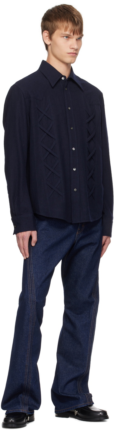NVRFRGT Navy Lace-Up Shirt