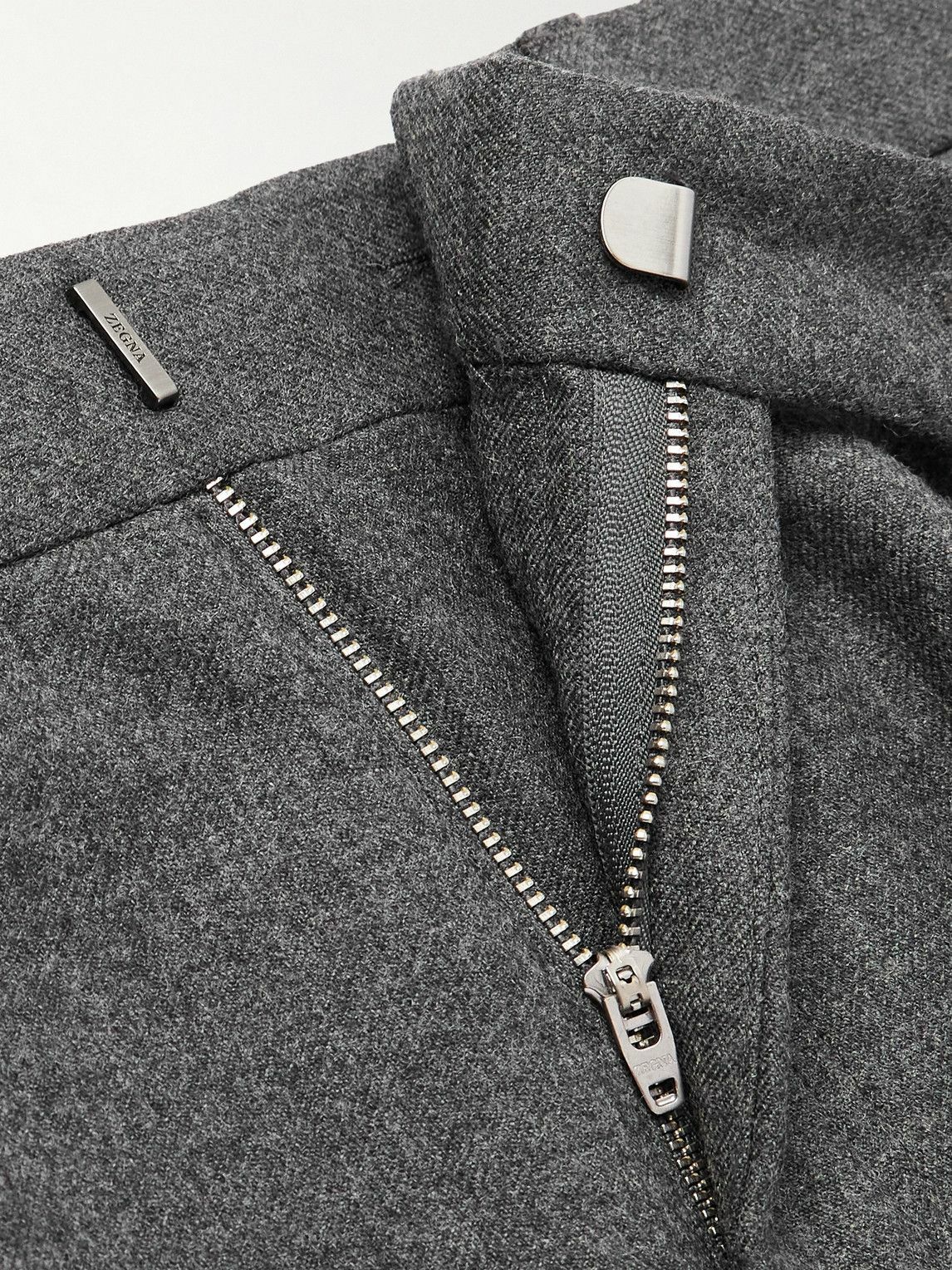 Zegna - Tapered Pleated Wool Trousers - Gray