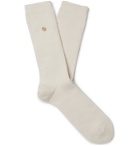 Folk - Button-Detailed Waffle-Knit Organic Cotton-Blend Socks - Neutrals