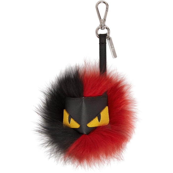 Photo: Fendi Black and Red Bag Bugs Fur Keychain 