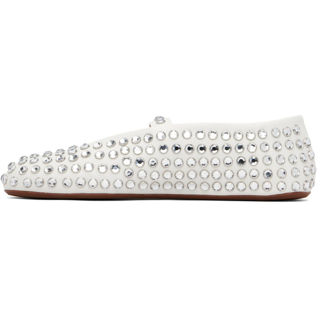 ALAÏA White Strass Lambskin Ballerina Flats