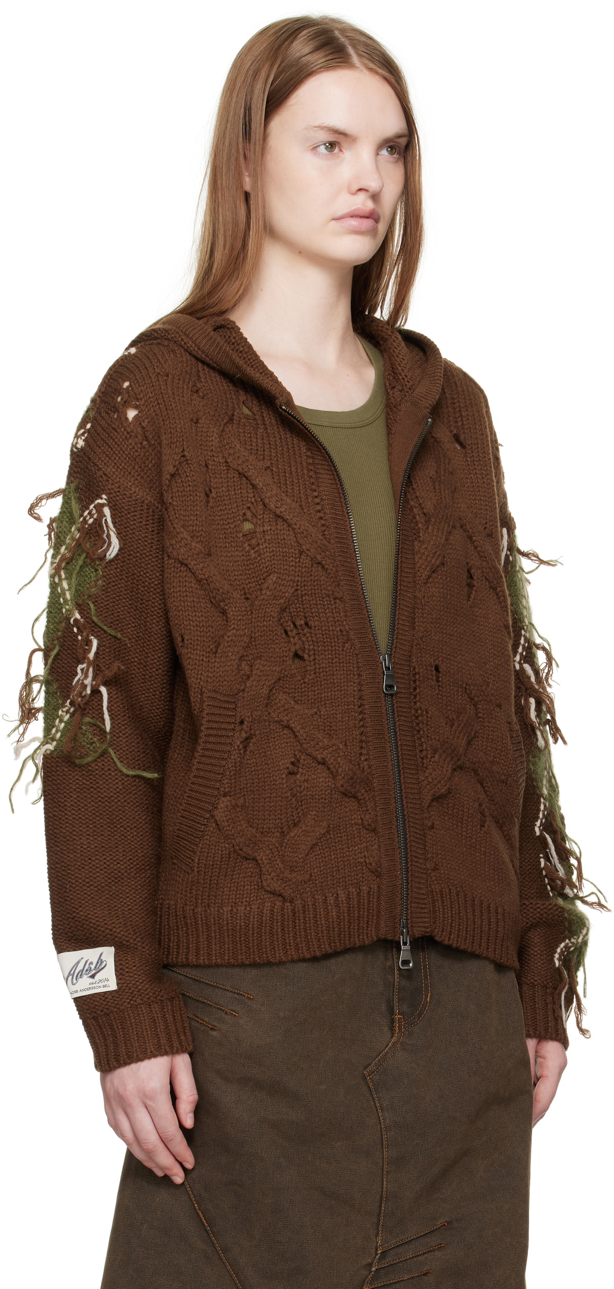 Andersson Bell Brown Argyle Fisherman Zip-Up Hoodie