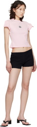 VETEMENTS Pink Biker Cross Logo Front Sleeve T-shirt