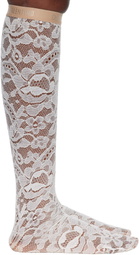 Valentino White Rebrode Lace Socks
