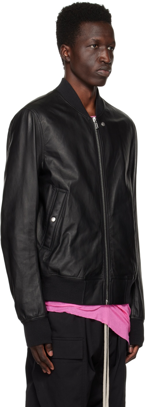 Rick Owens Black Classic Flight Leather Jacket Rick Owens