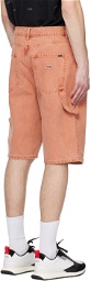 Hugo Orange Faded Denim Shorts