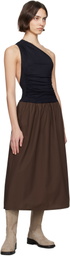 SC103 Black & Brown Balance Midi Dress