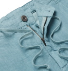 Hartford - Pleated Linen Drawstring Shorts - Blue