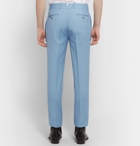 Alexander McQueen - Slim-Fit Embroidered Wool and Mohair-Blend Trousers - Men - Light blue
