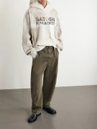 Satoshi Nakamoto - Cargo Oversized Distressed Logo-Print Cotton-Jersey Hoodie - White