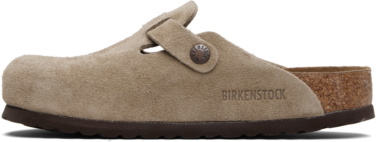 Birkenstock Taupe Regular Boston Soft Footbed Slip-on Loafers