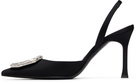 Amina Muaddi Black Camelia Sling 90 Heels