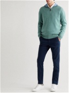 Purdey - Slim-Fit Mélange Cashmere Half-Zip Sweater - Green