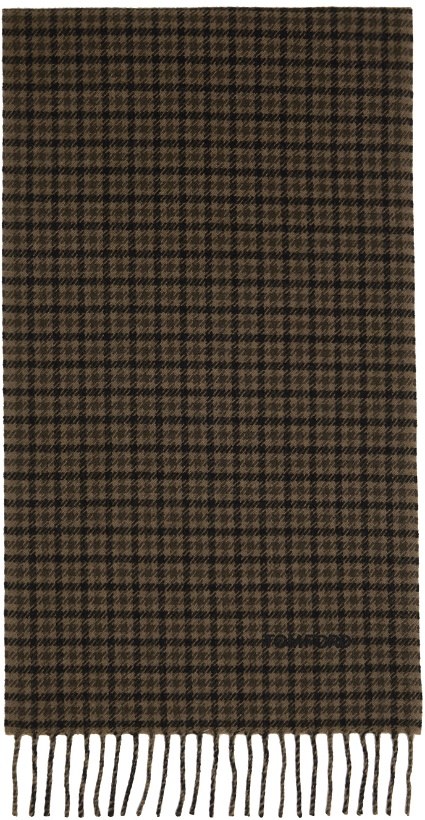 Photo: TOM FORD Brown & Black Houndstooth Scarf