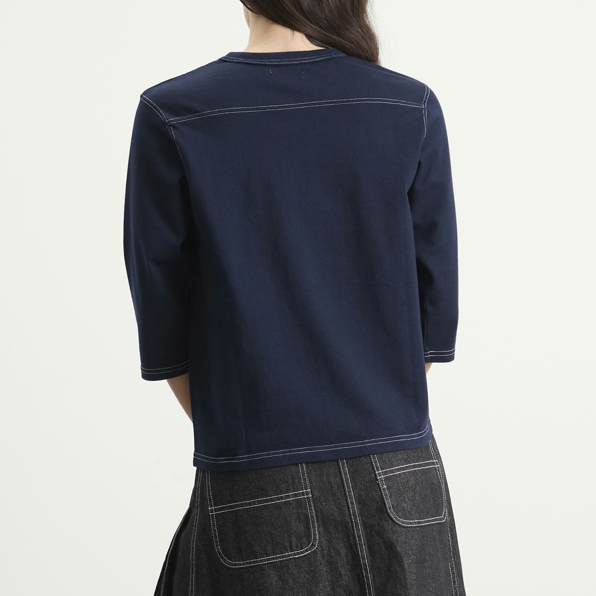 Beams Boy Women's 3/4 Sleeve Football T-Shirt in Navy