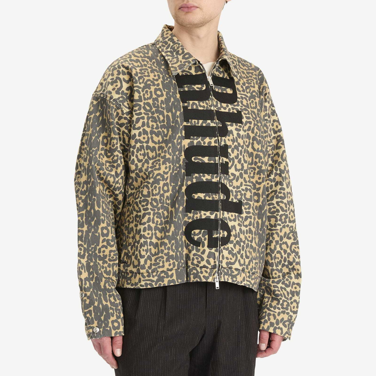 Rhude Men's Leopard Work Jacket in Black/Tan