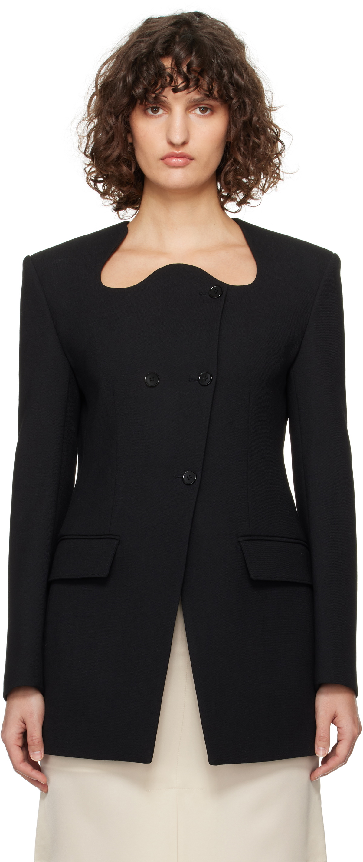 ● RECTO ● RC SIGNATURE CURVED NECK LONG JACKET RECTO Signature Curved Neck Long Jacket | Neiman Marcus