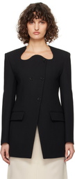 RECTO Black RC Signature Curved Neck Long Blazer