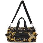 Versace Jeans Couture Black and Gold Barrocco Logo Duffle Bag