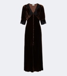 Rixo Simone lace-trimmed velvet midi dress