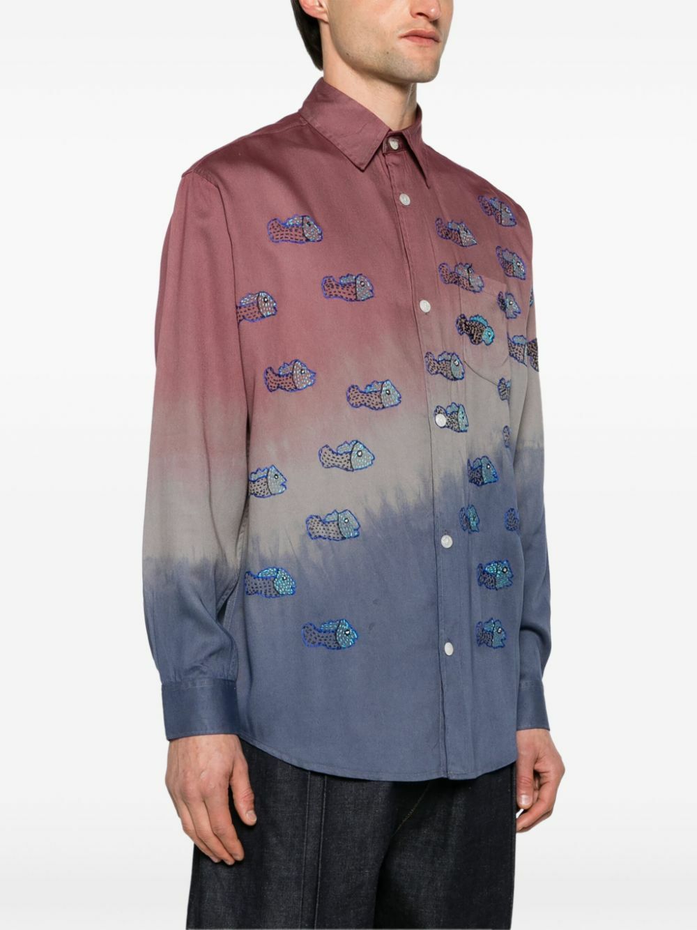 Glass Cypress Blue Block Dyed Tie-Dye Shirt