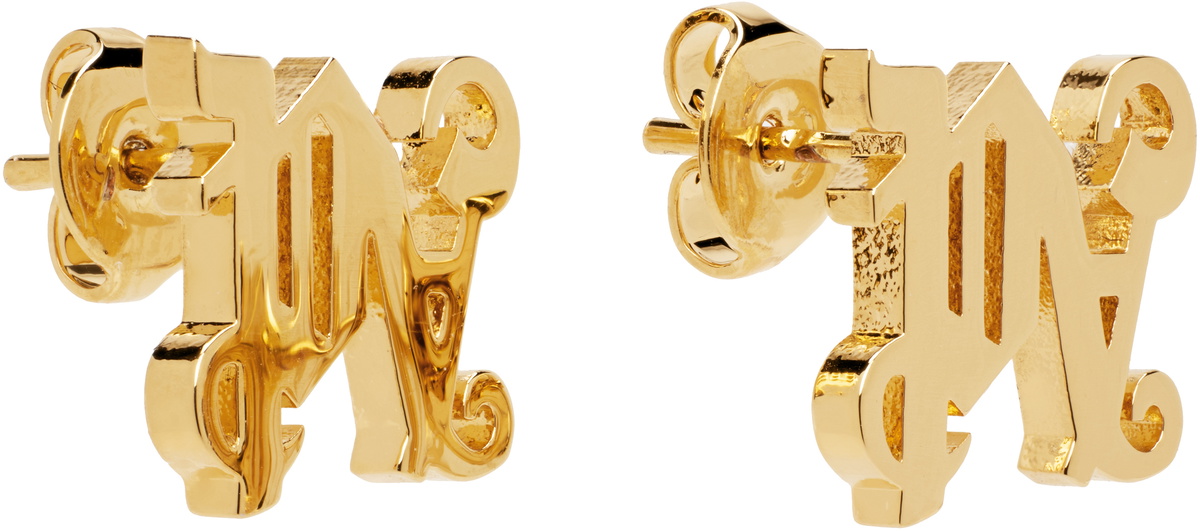 Palm Angels Gold 'PA' Monogram Earrings
