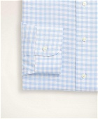 Brooks Brothers Men's Stretch Madison Relaxed-Fit Dress Shirt, Non-Iron Royal Oxford Ainsley Collar Check | Light Blue
