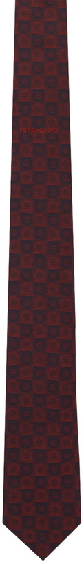 Photo: Ferragamo Burgundy Gancini Silk Jacquard Tie