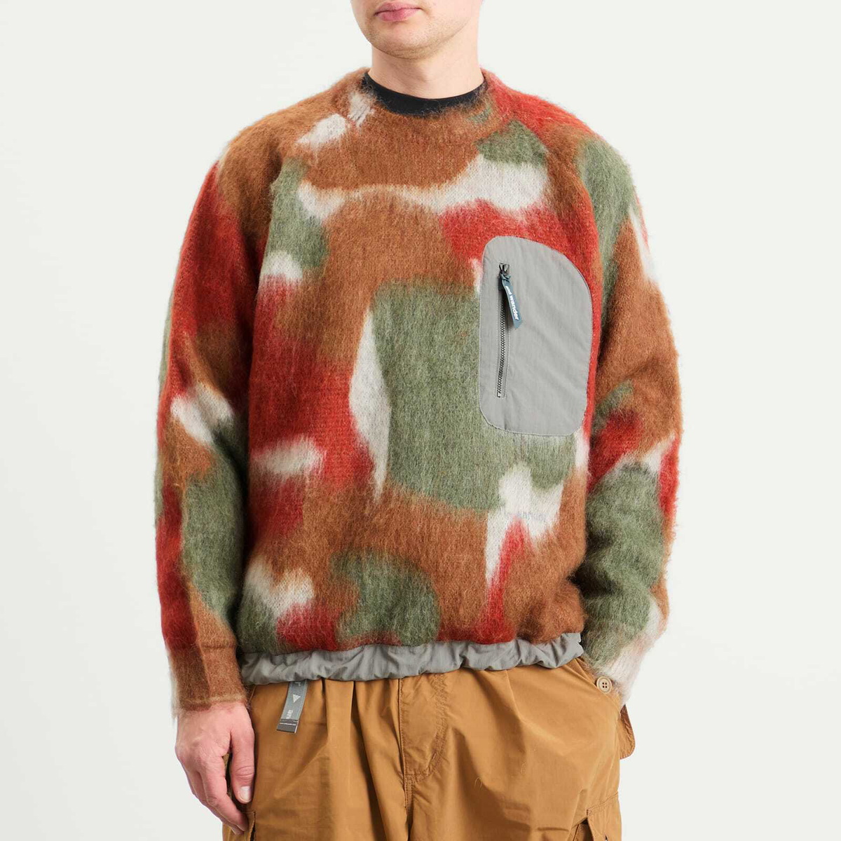 and wander Men's Mixed Colour Shaggy Knit Sweater in Brown Mix